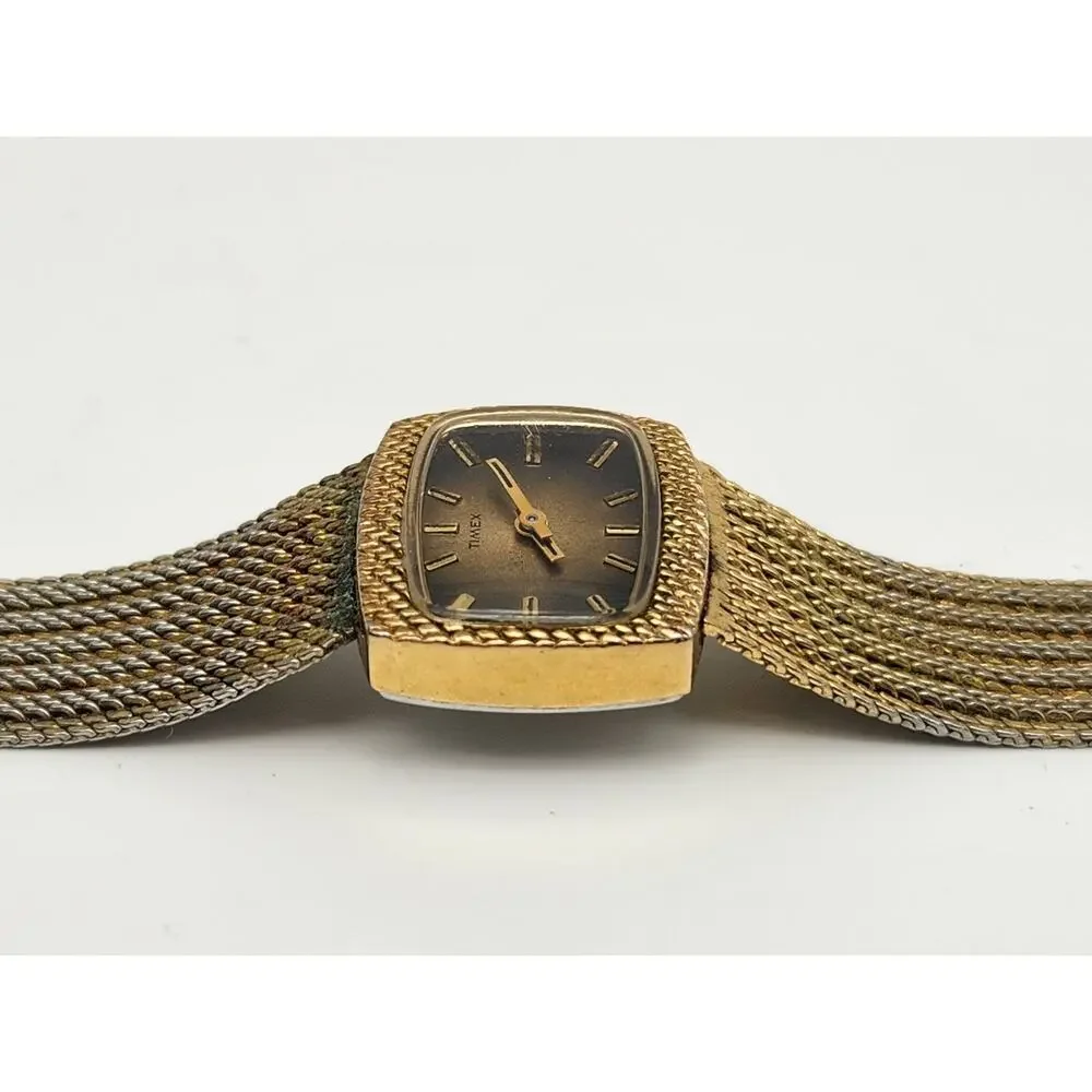 Vintage 1950s Timex Ladies Gold Dial Wind-Up Watch w/Mesh Band - PARTS/ REPAIR